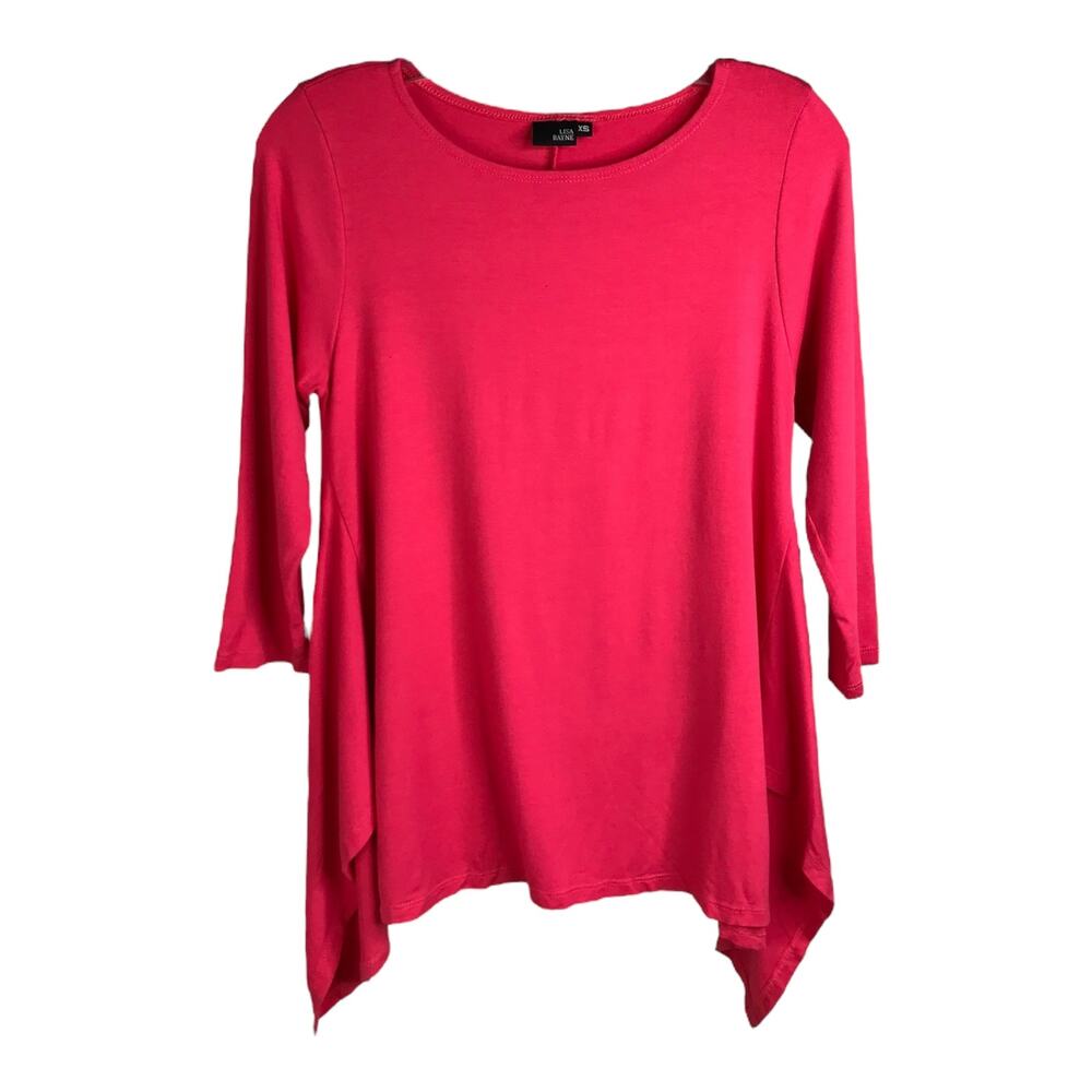 Lisa Bayne Top‎ Womens XS Blouse Y2K Whimsygoth Boatneck 3/4 Sleeve Tunic Preppy